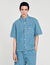 Square cross denim overhemd