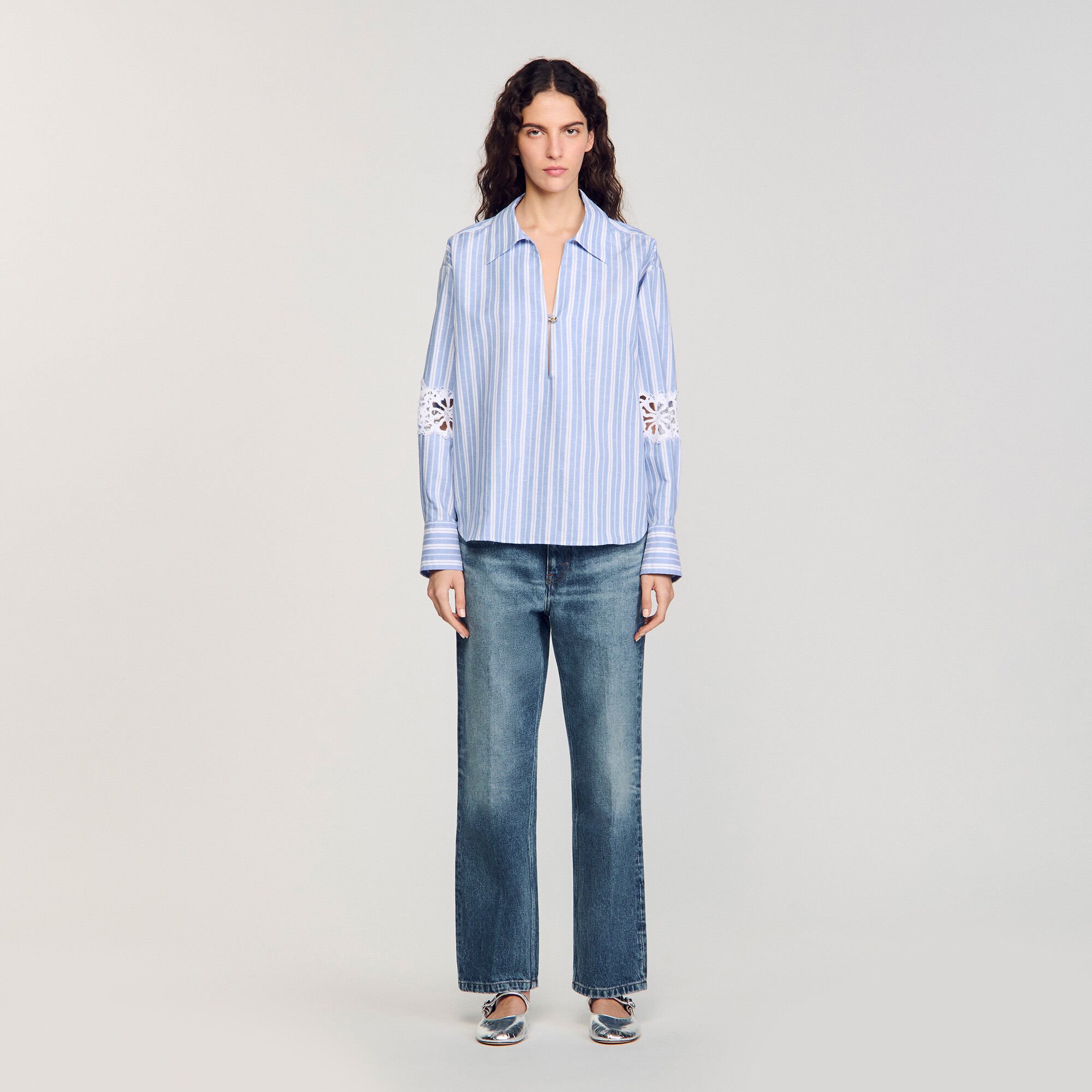 Overhemdblouse gestreept