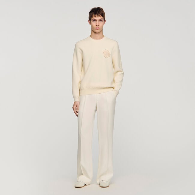Sweatshirt tricot gehaakte bloem