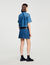 Korte rok denim en leer - Vrouw | Sandro