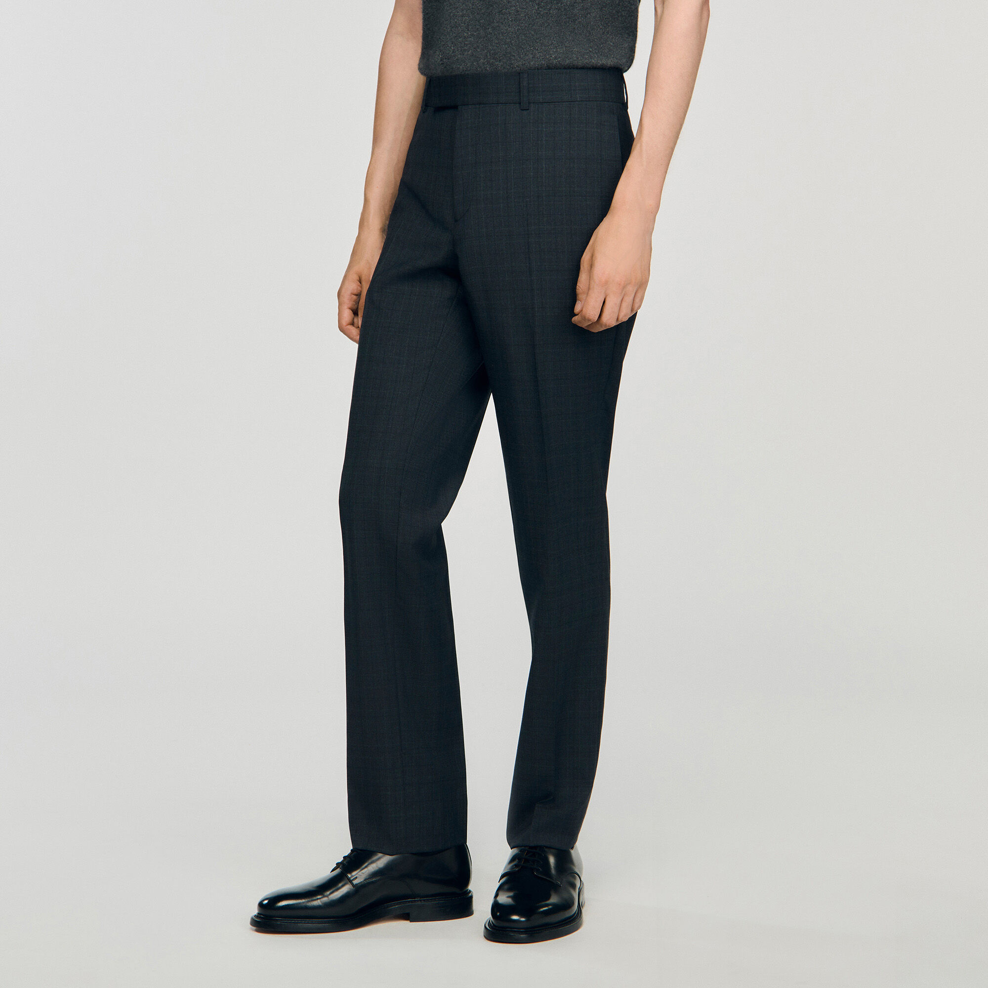 Geruite wollen pantalon