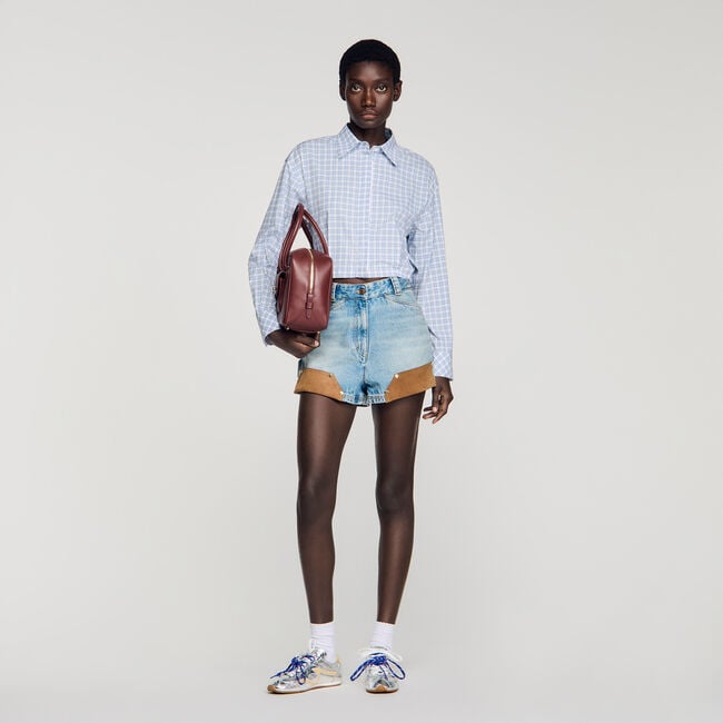 Korte overhemdblouse met ruit