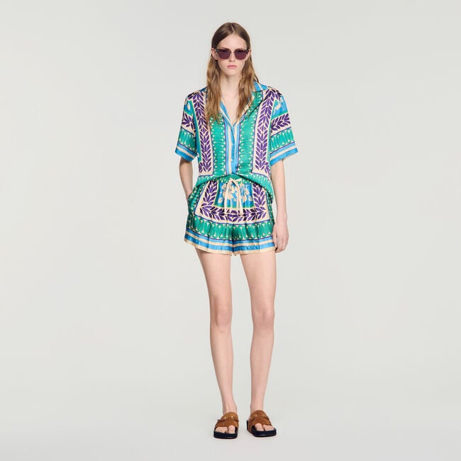 Korte short met bloemenprint