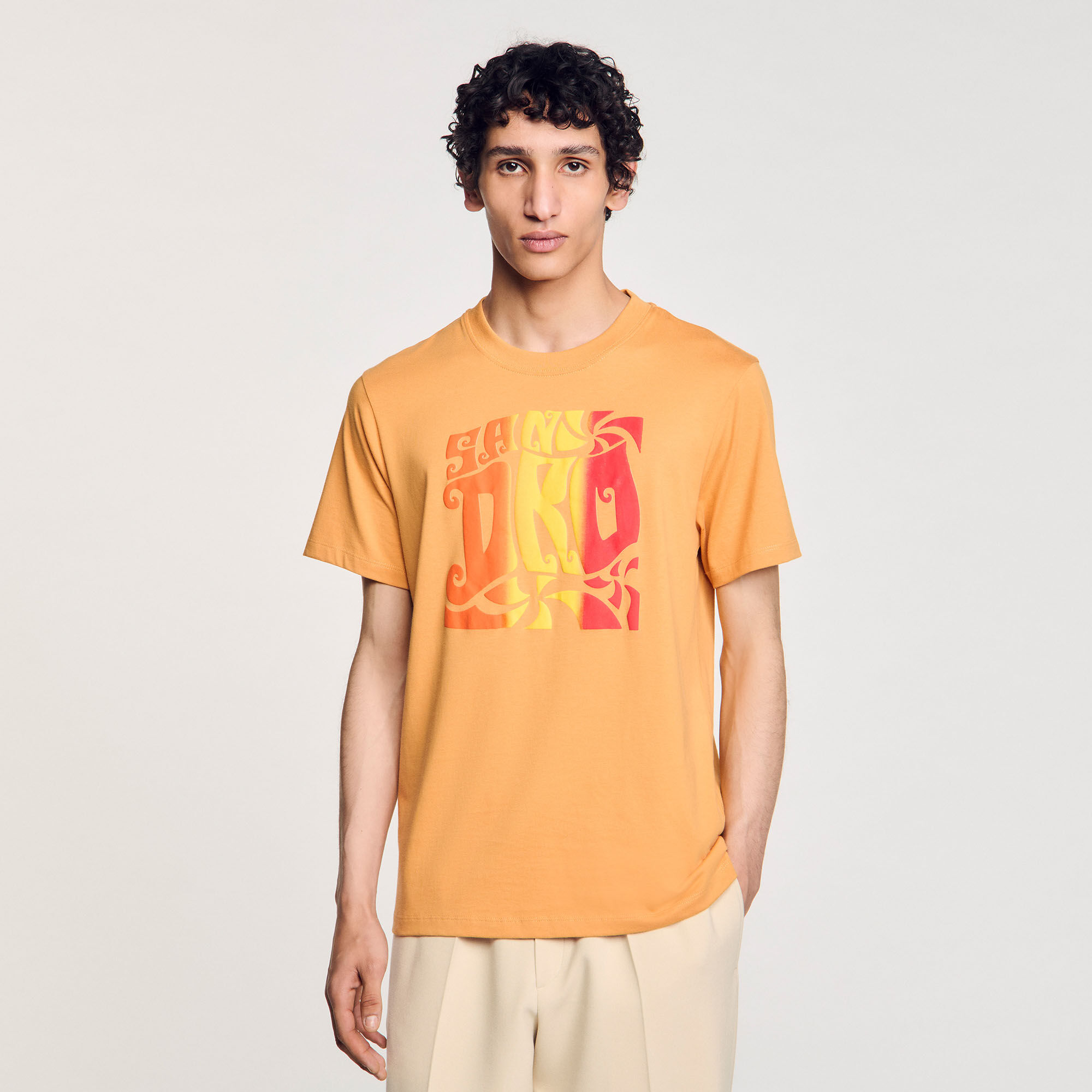 T-shirt katoen met print golven