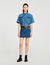 Korte rok denim en leer