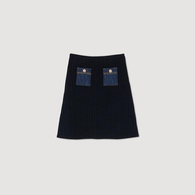 Korte rok tricot en denim