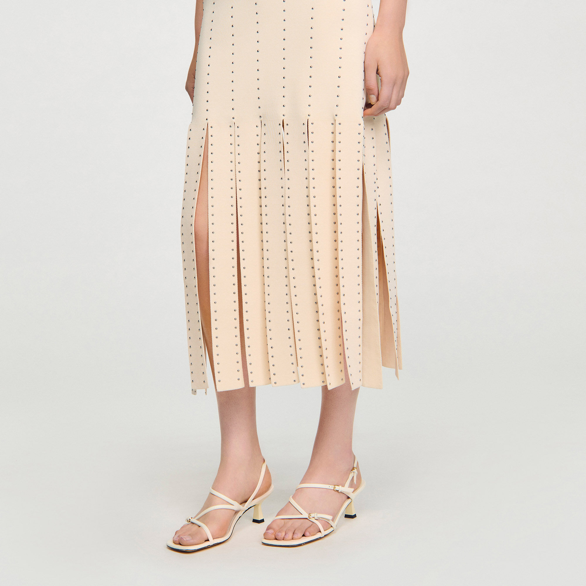 Lange jurk tricot met franjes