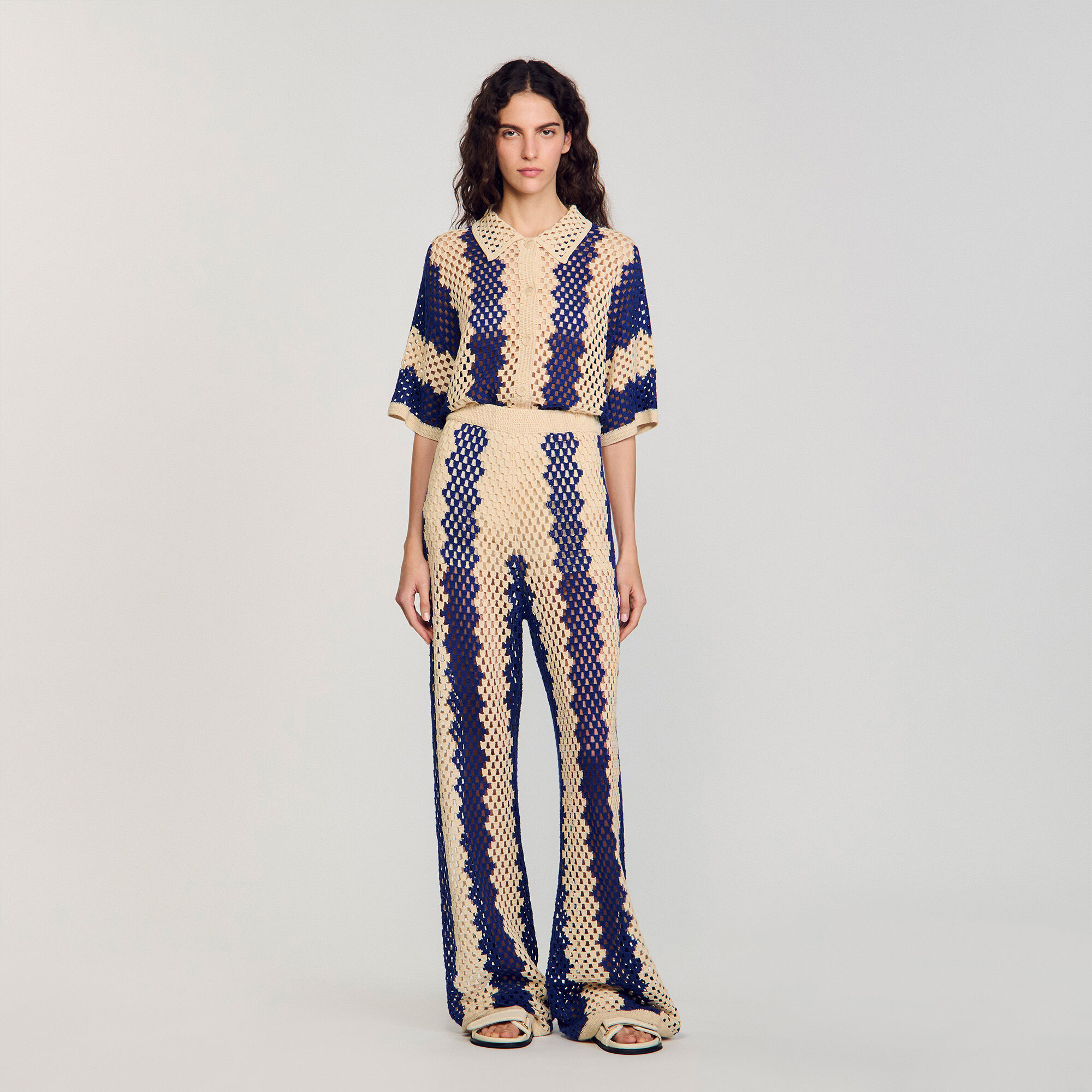 Pantalon tweekleurig tricot