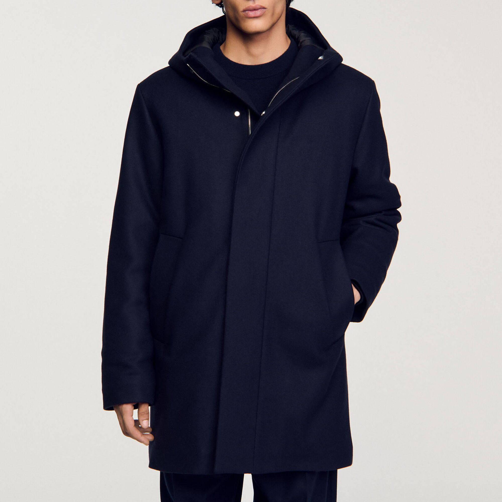 Parka jas van wol met capuchon