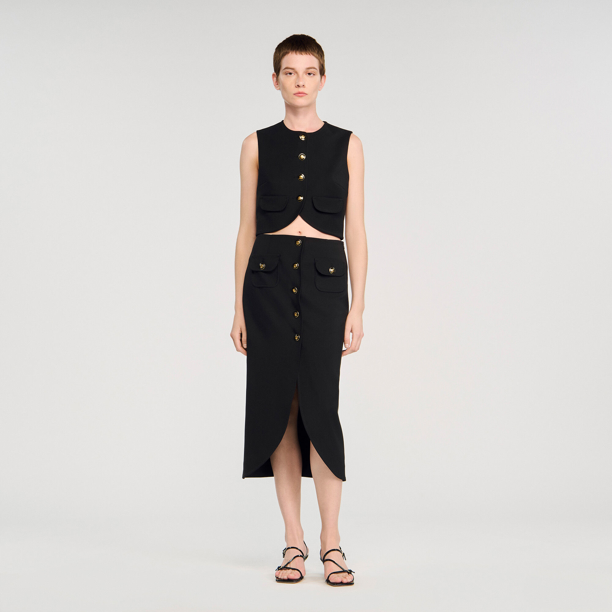 Midi rok met knopen