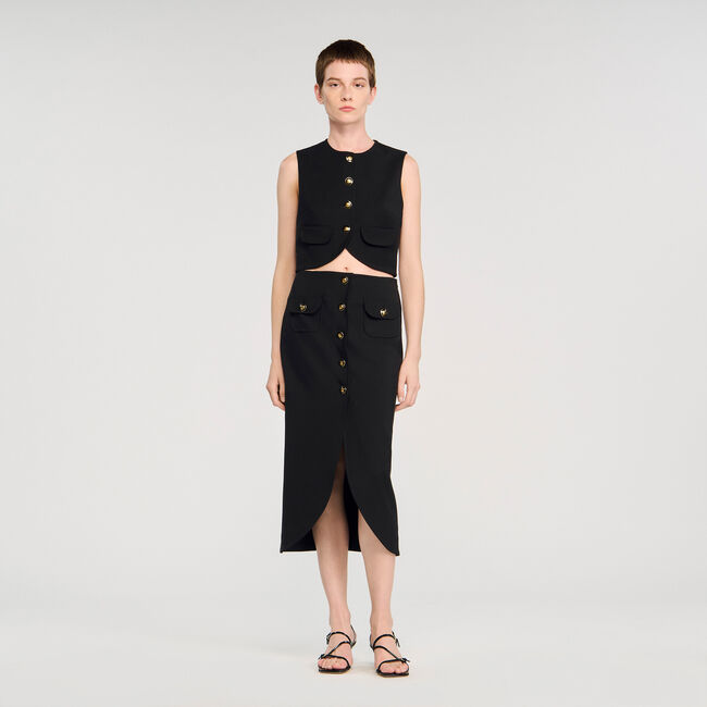Midi rok met knopen