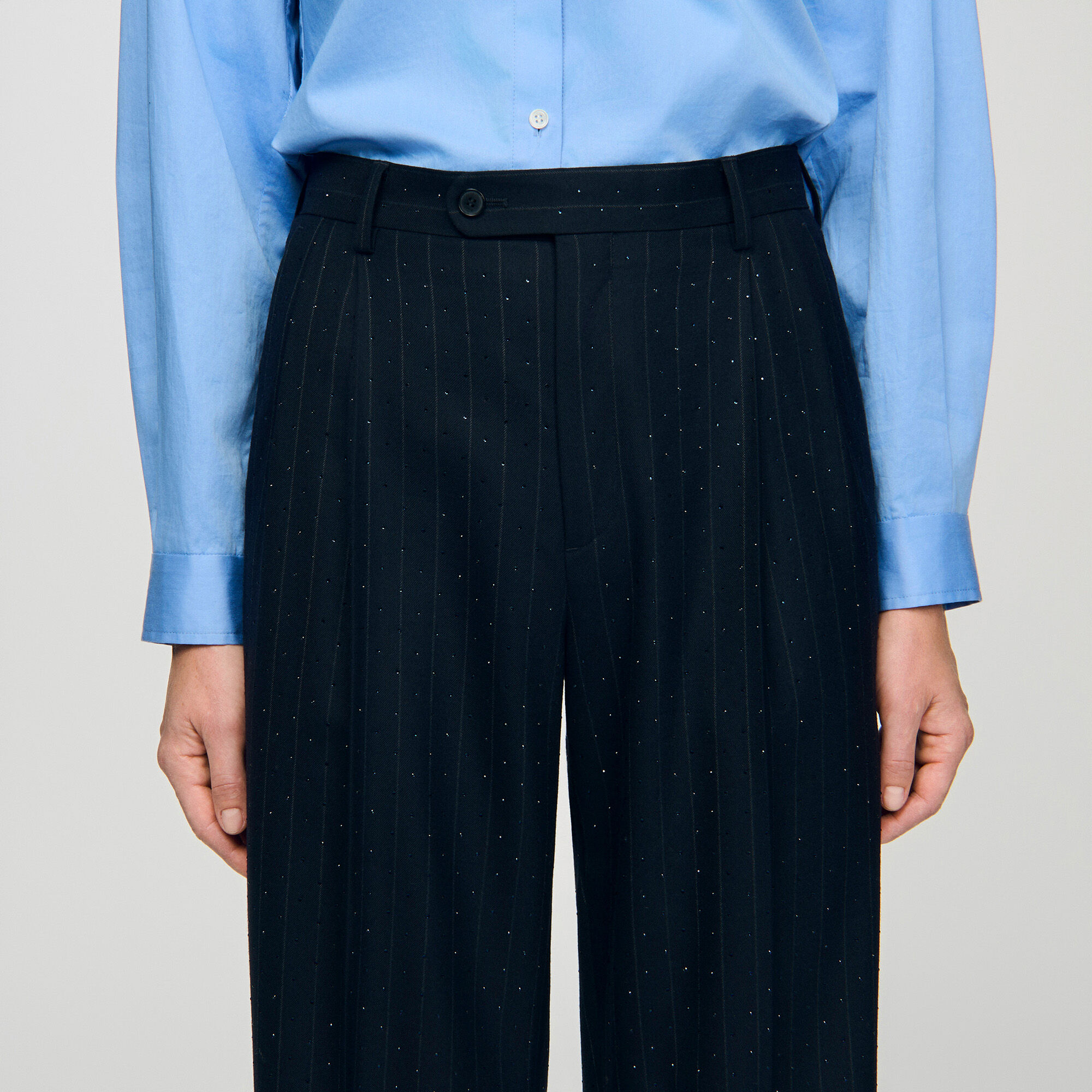 Gestreepte broek met stras