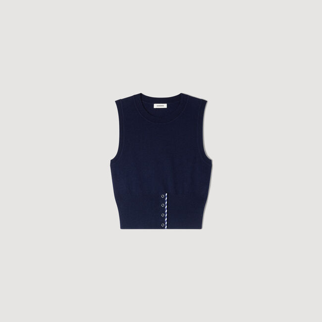 Korte gestreepte trui wol/kasjmier