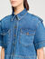 Korte denim overhemdblouse