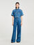 Korte denim overhemdblouse