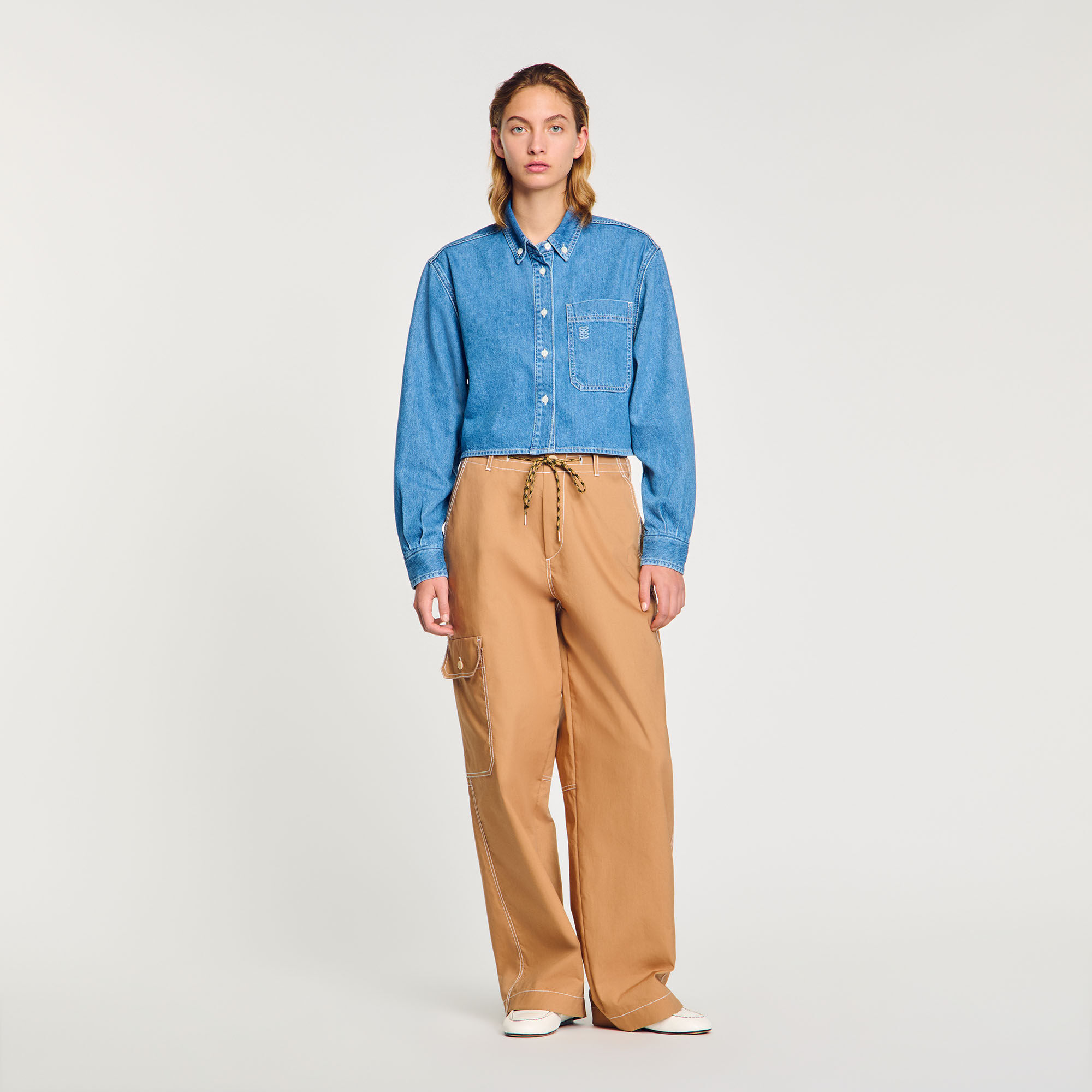 Overhemdblouse kort denim