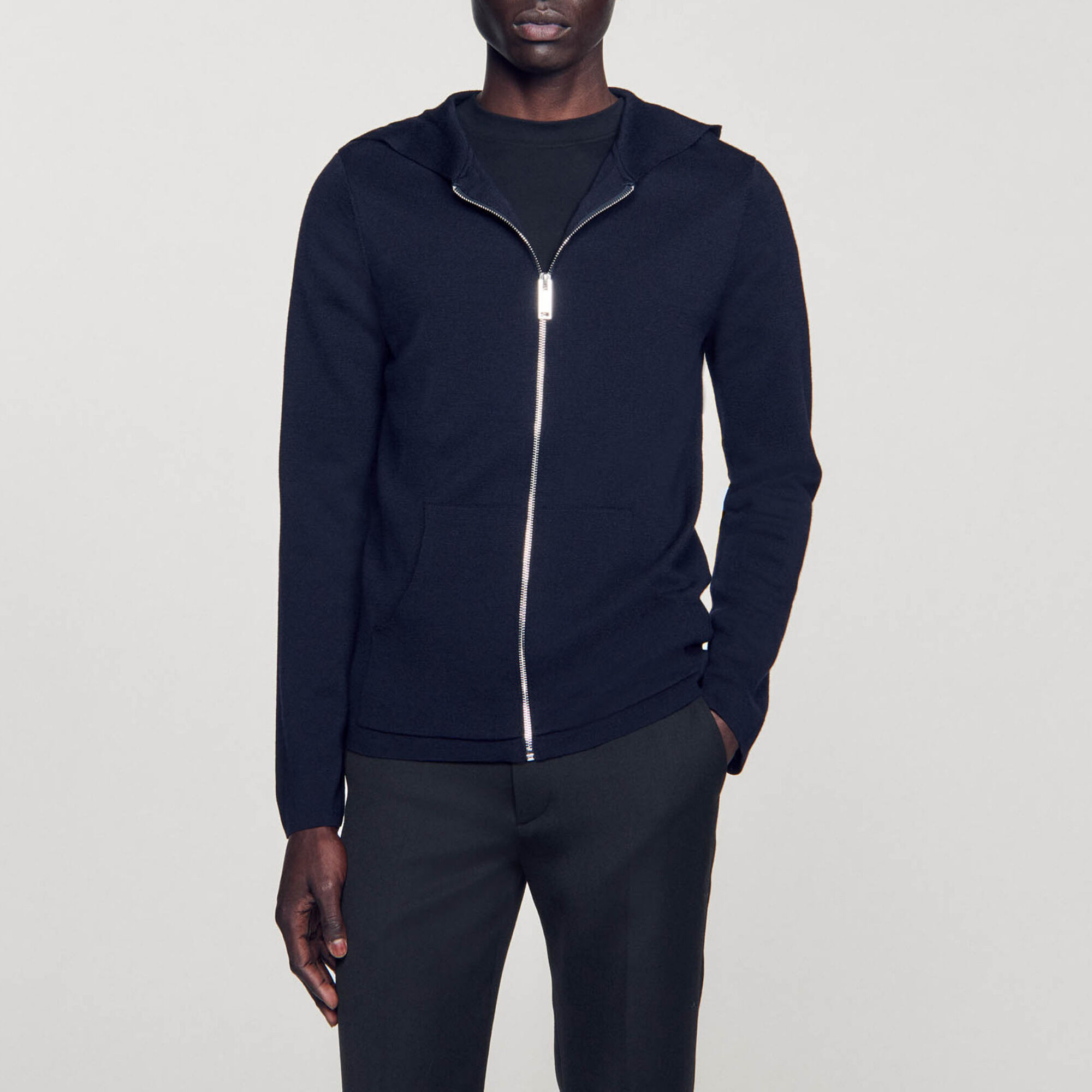 Zipped cardigan with hood - Man | Sandro