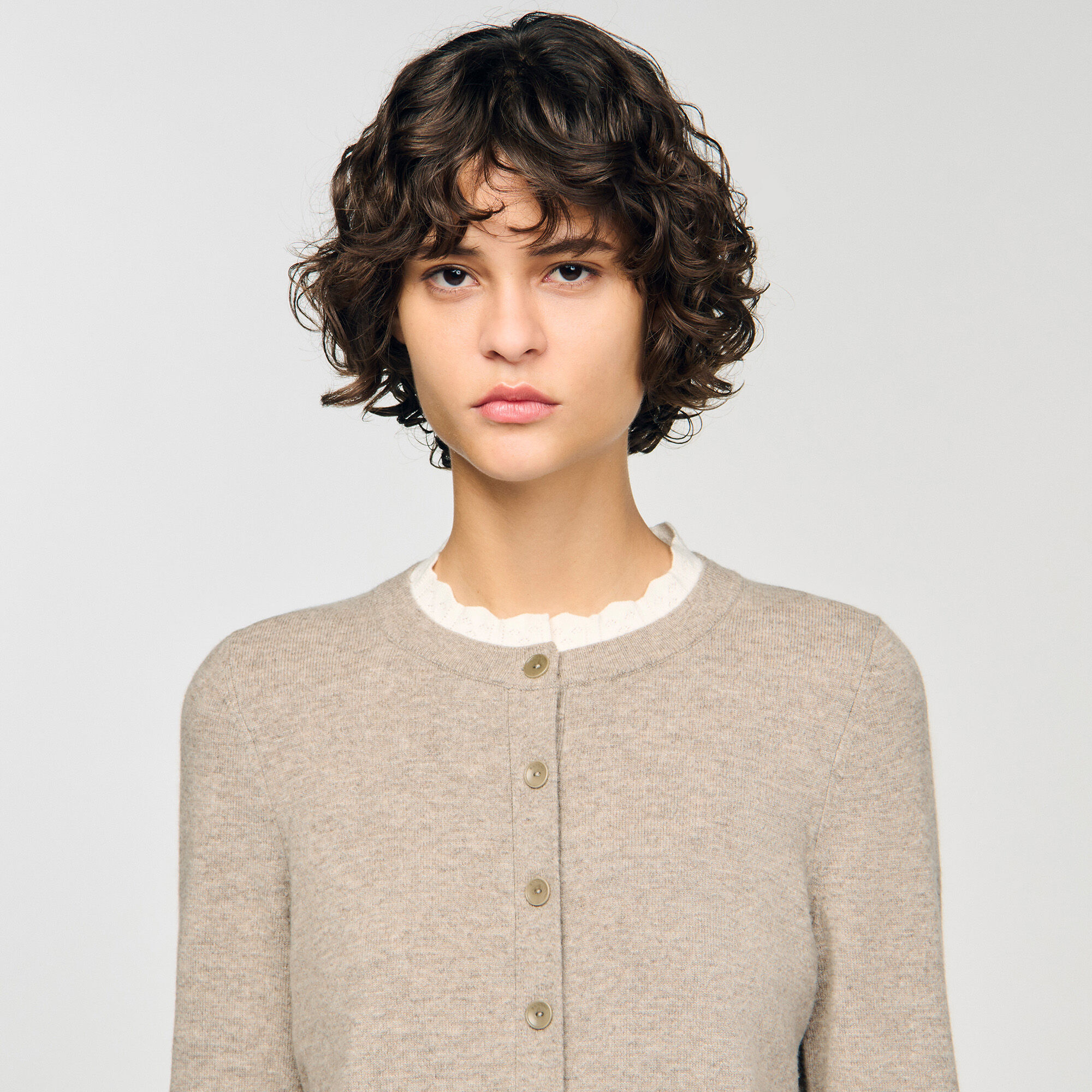 Cardigan vest contrasterende kraag