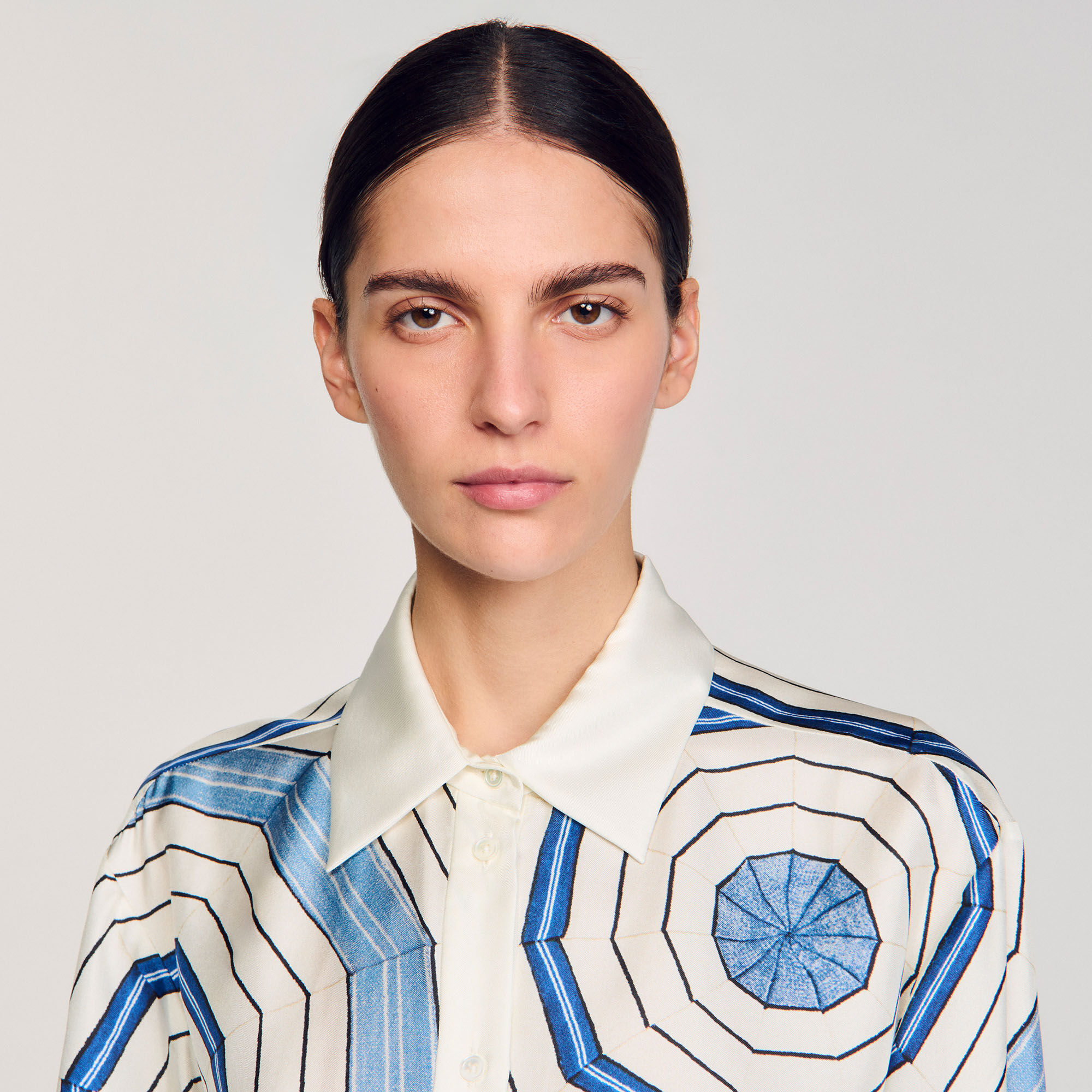 Overhemdblouse zijde Spirales print