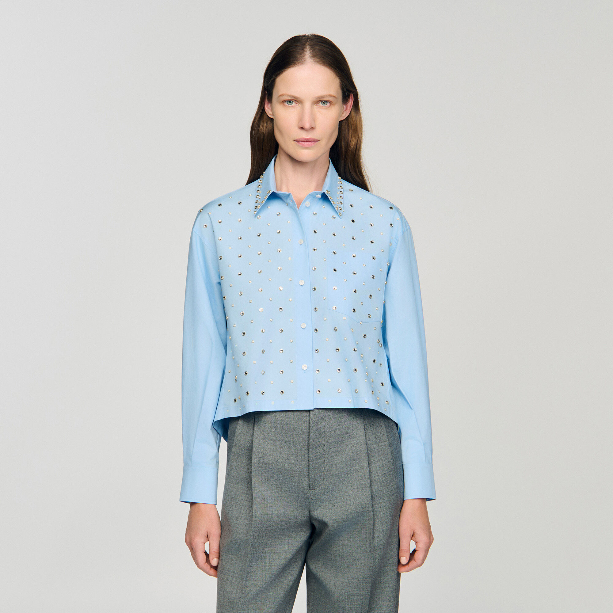 Overhemdblouse met stras