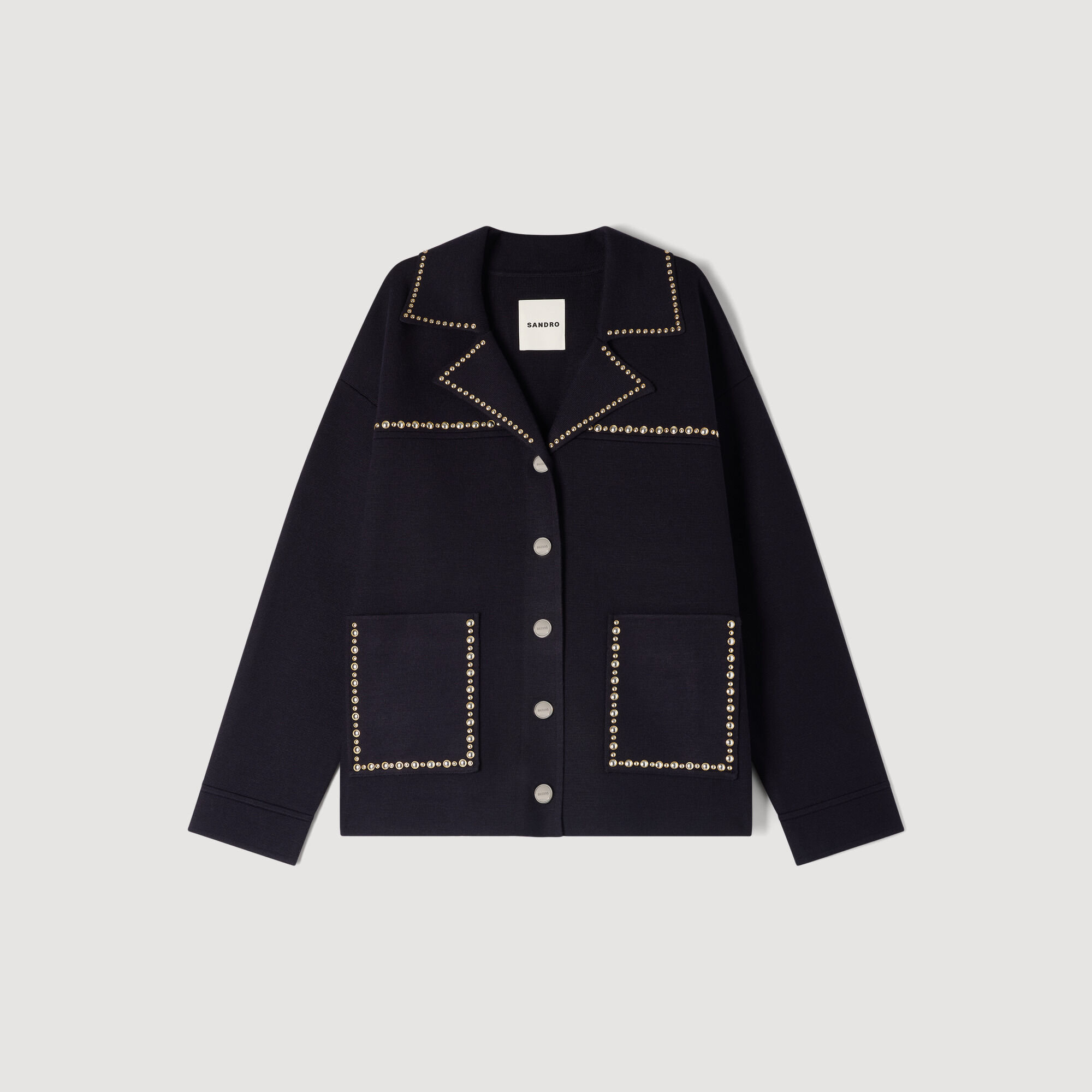 Cardigan vest met studs en revers