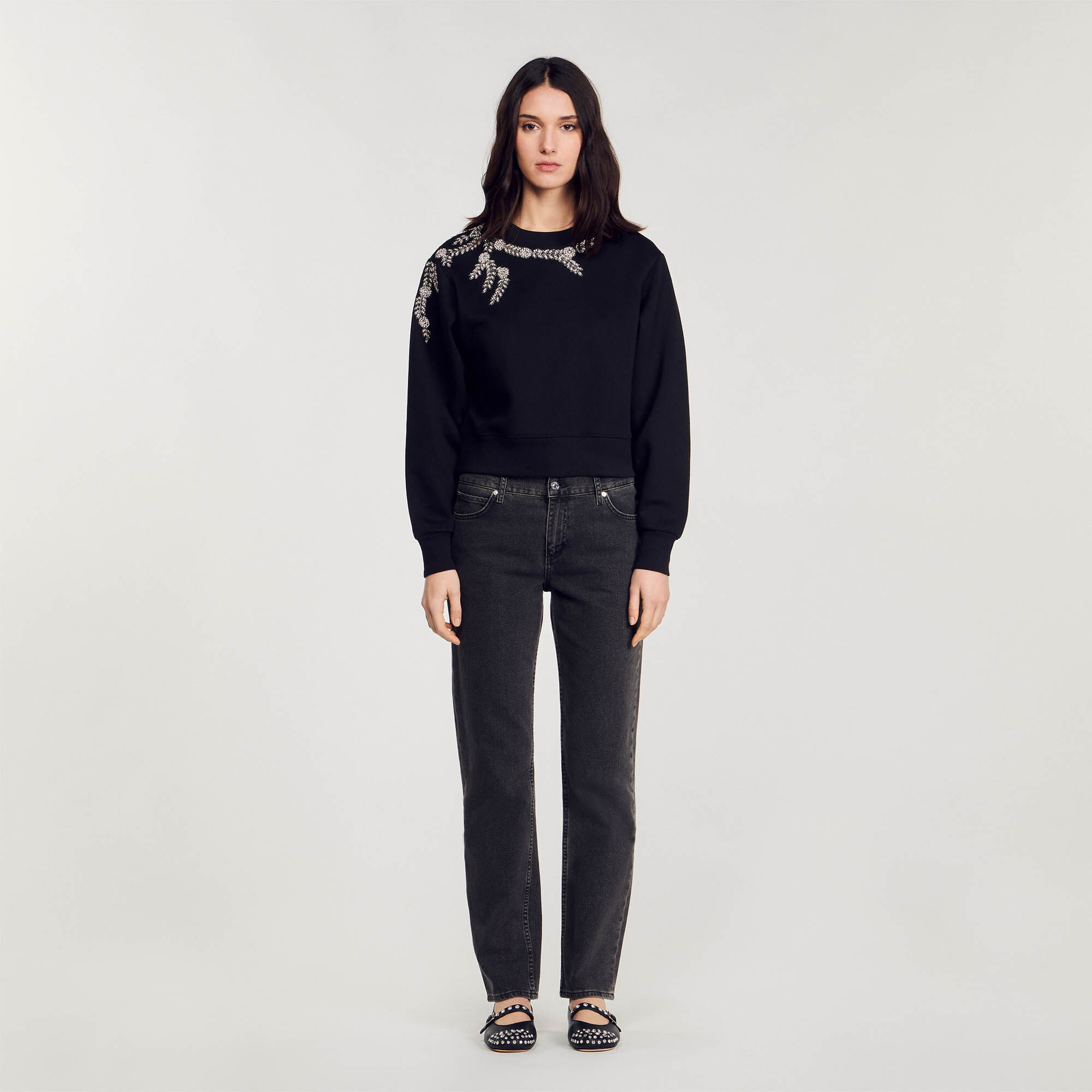 Sweater met sieraad zwart grijs voor dames Sandro Paris