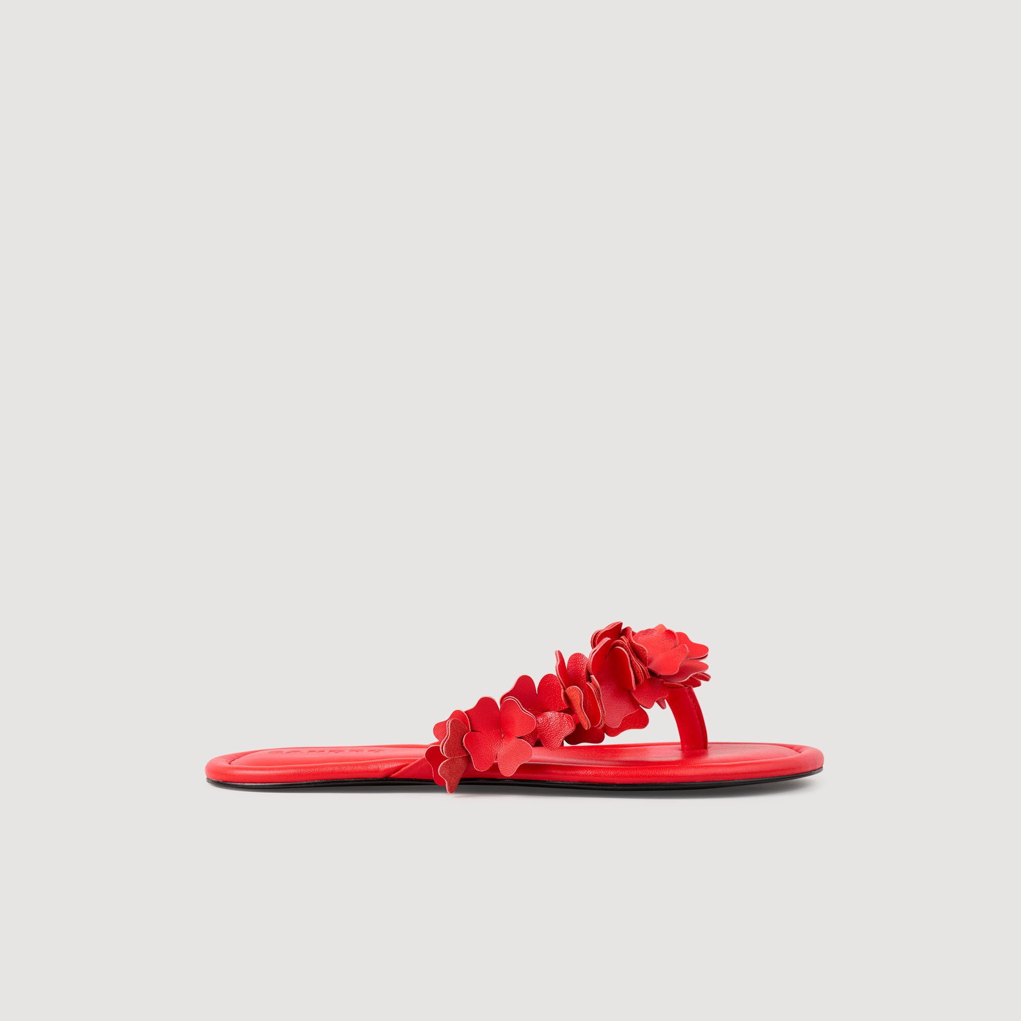 Leren sandalen met bloemen