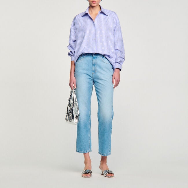 Overhemdblouse met stras hartjes