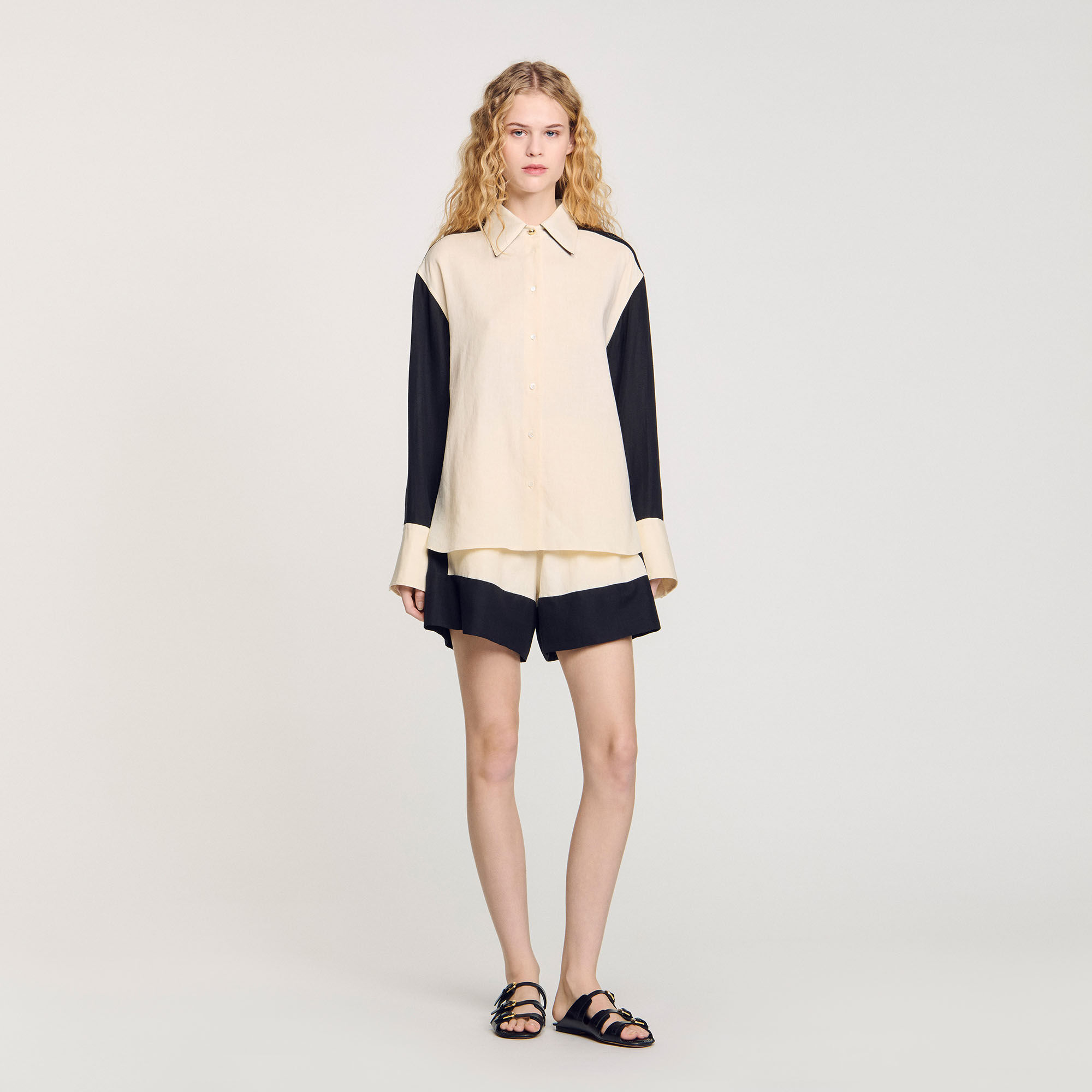 Overhemdblouse tweekleurig