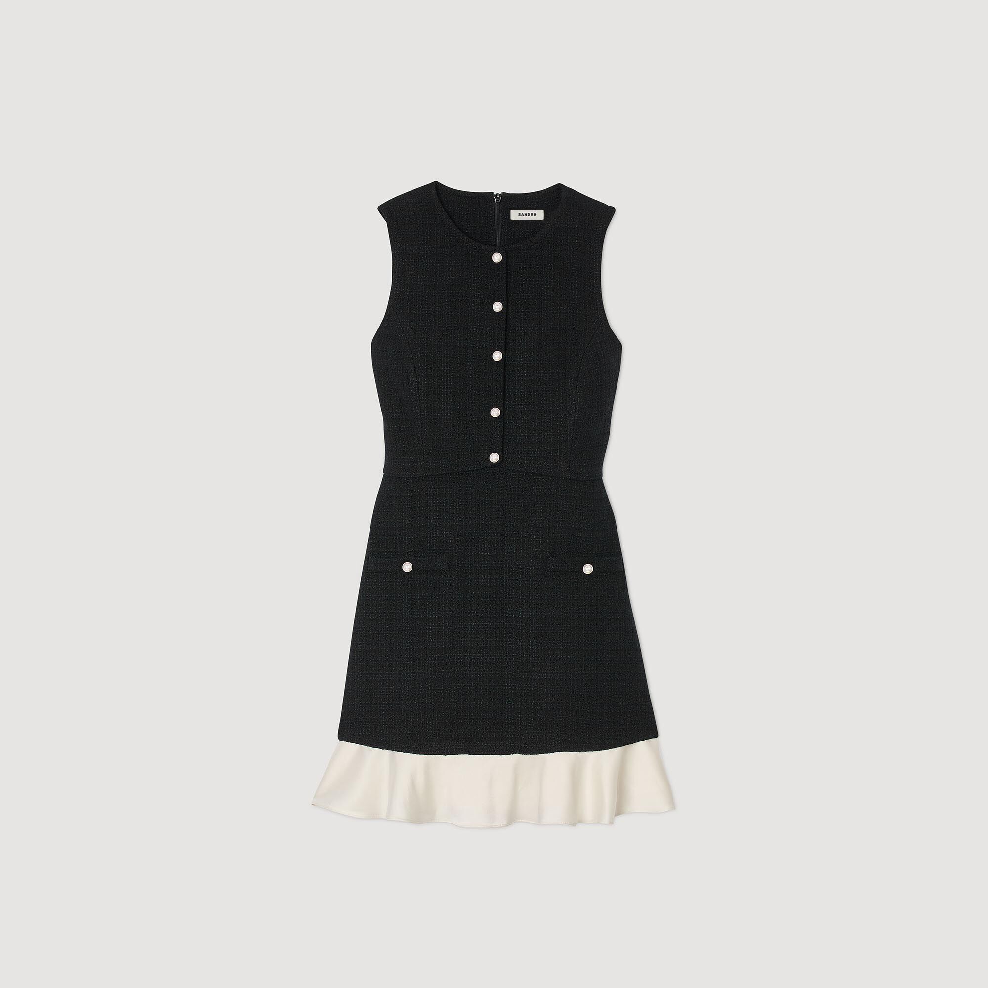 Korte jurk tweekleurig tweed