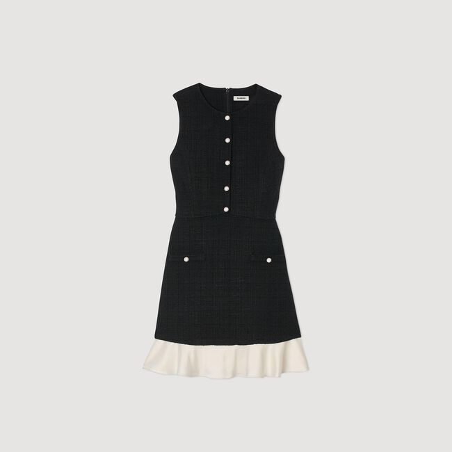 Korte jurk tweekleurig tweed