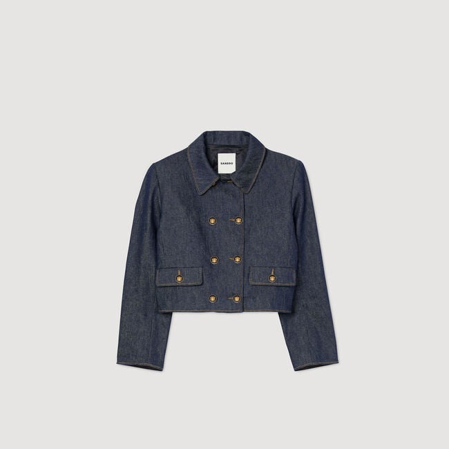 Denim getailleerde blazer