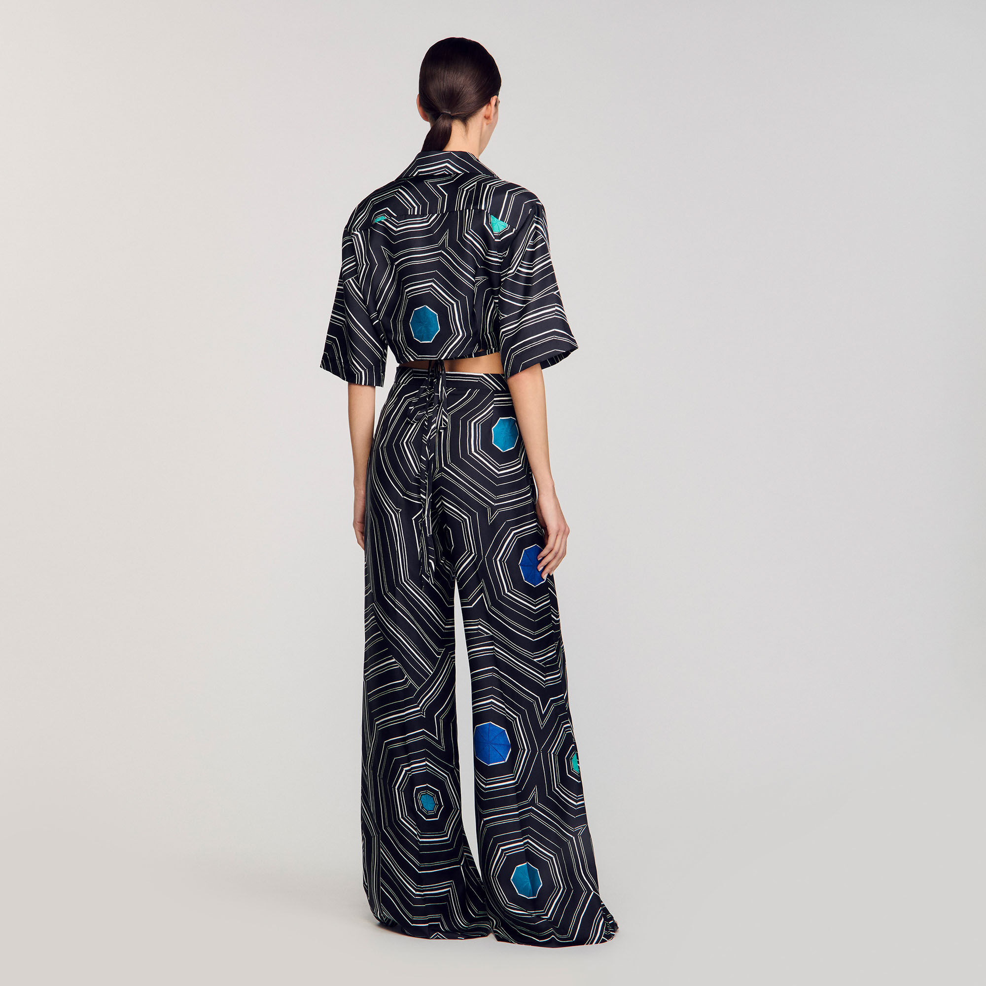 Pantalon zijde Spirales print