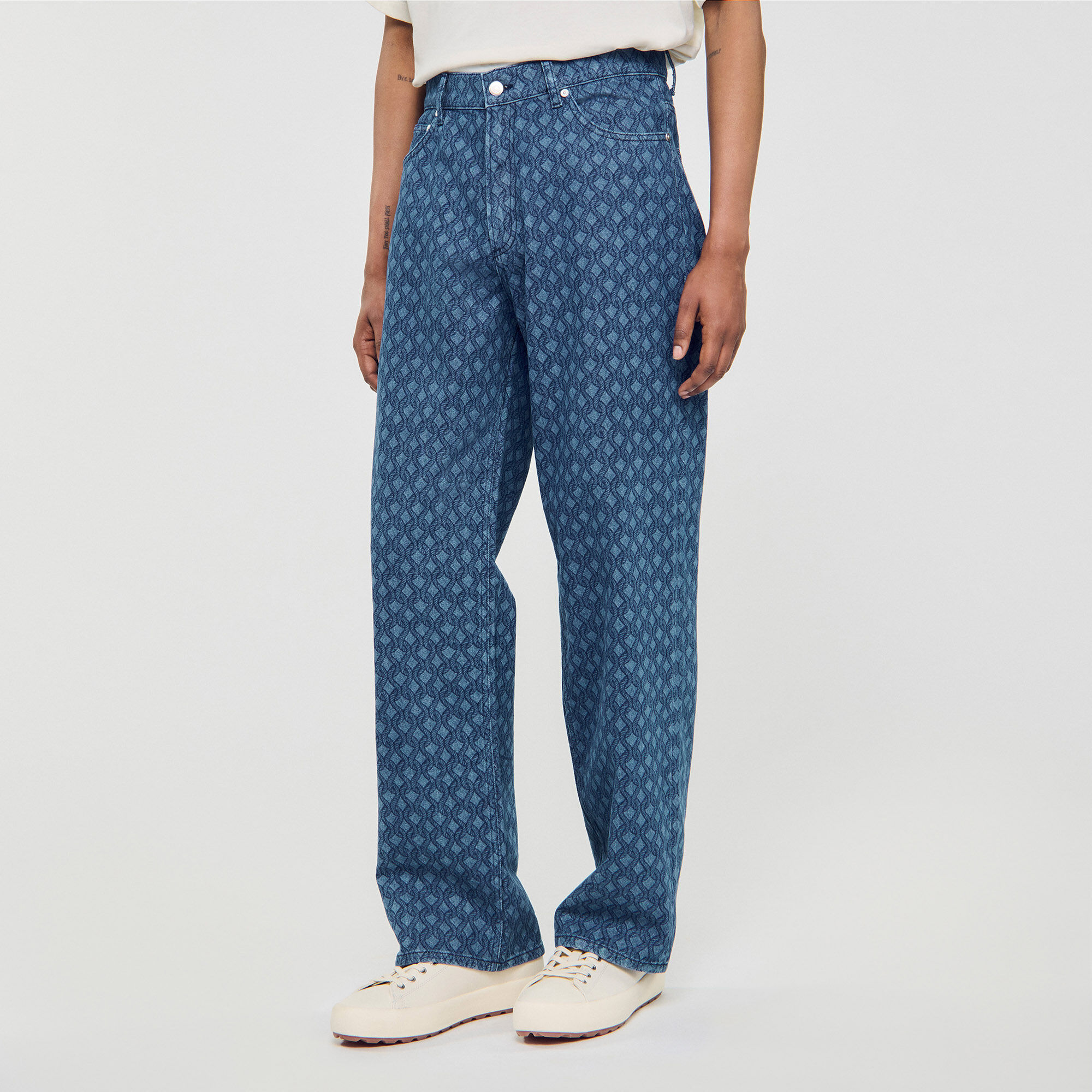 Jeans baggy met touwpatroon