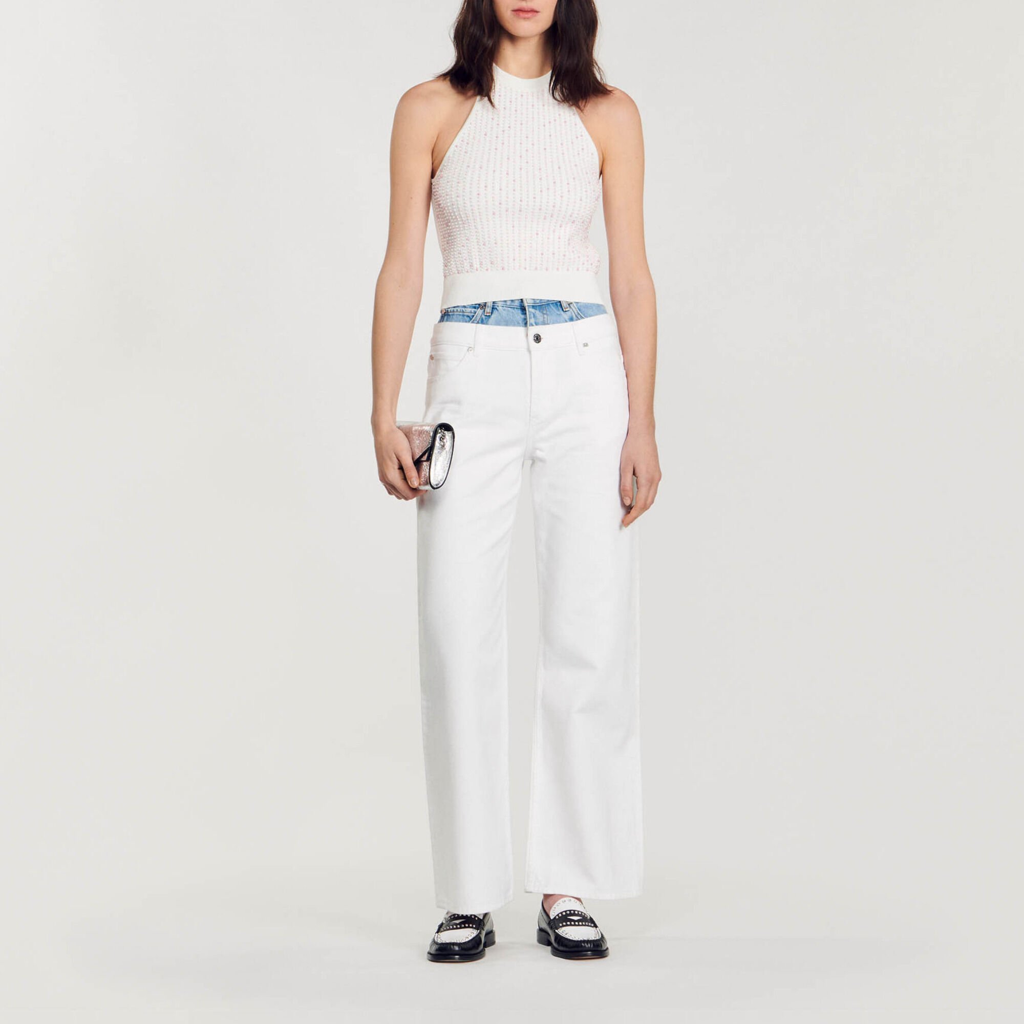 Gebreide top met parels