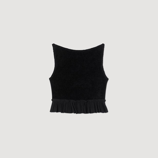 Korte tricot top met ruche