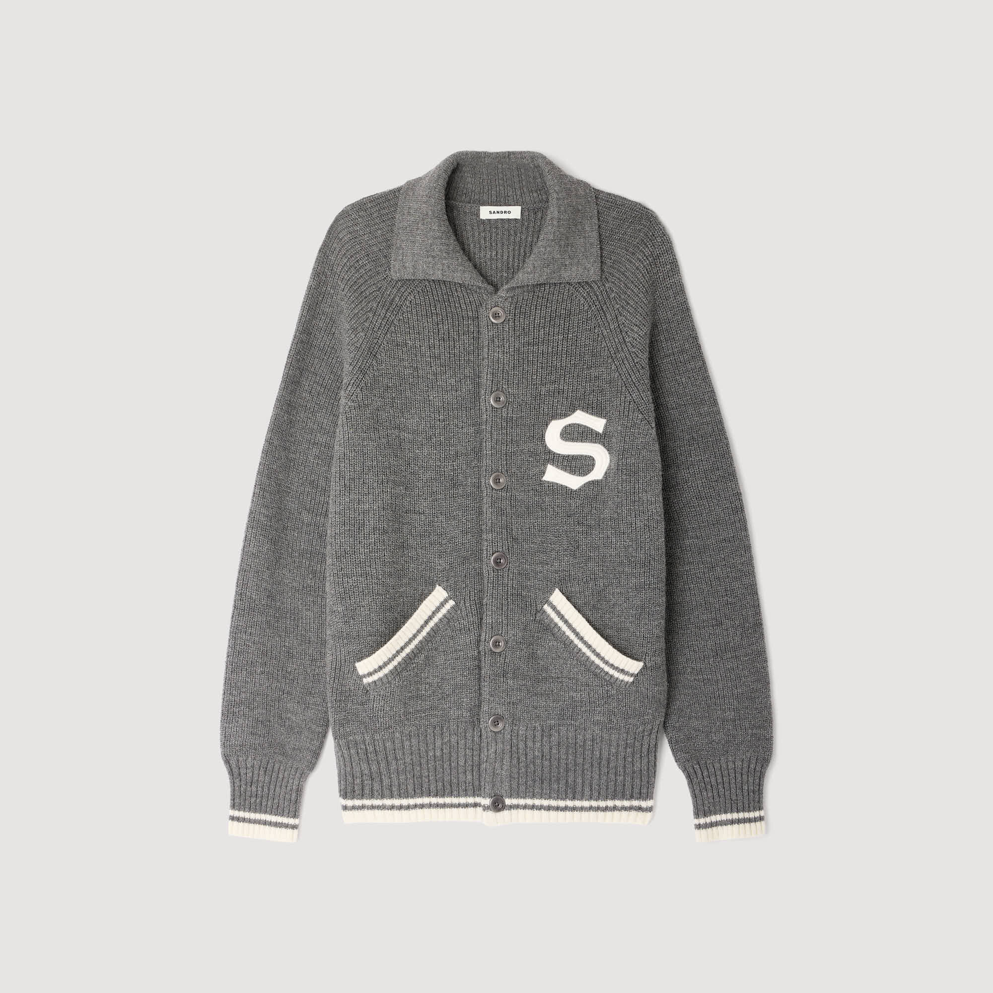 Wollen vest met patch S