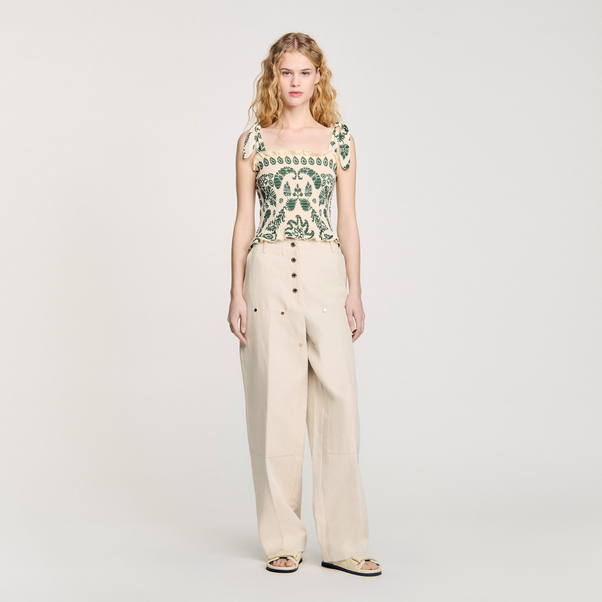 Top gesmokt met bloemenprint