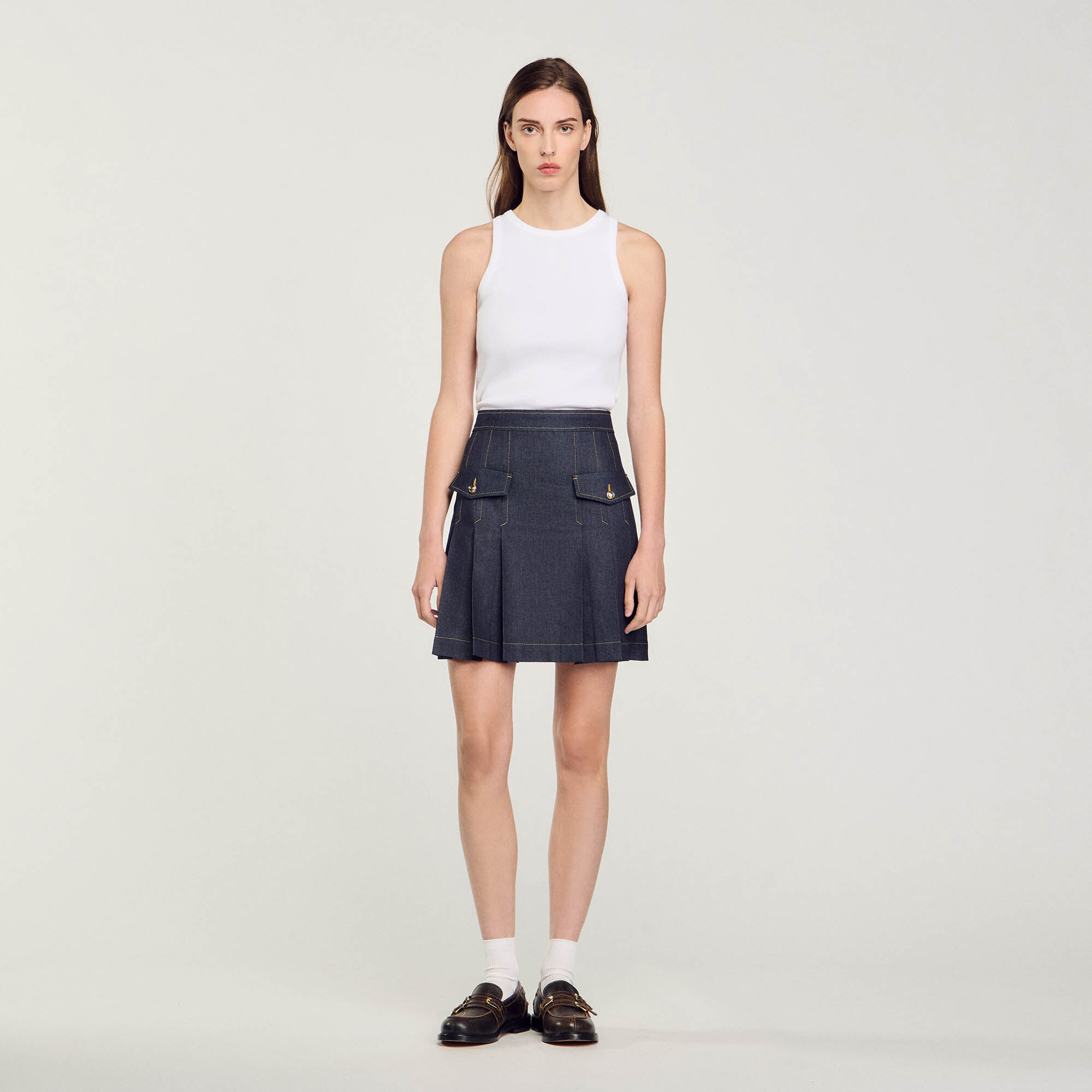 Geplooide rok denim