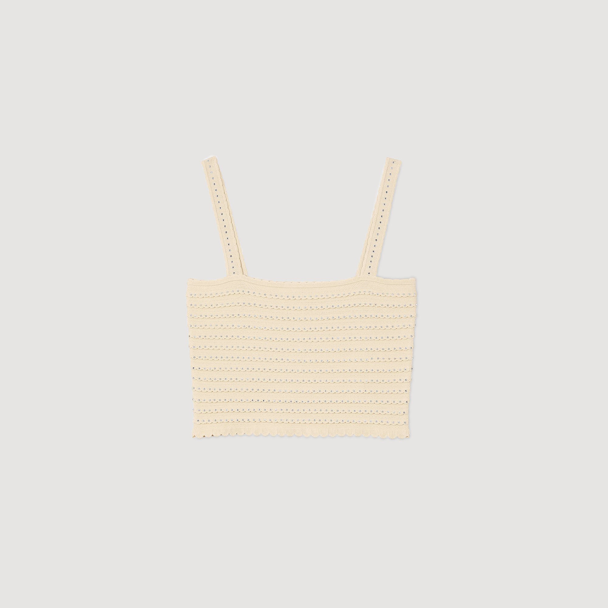 Korte top tricot stras