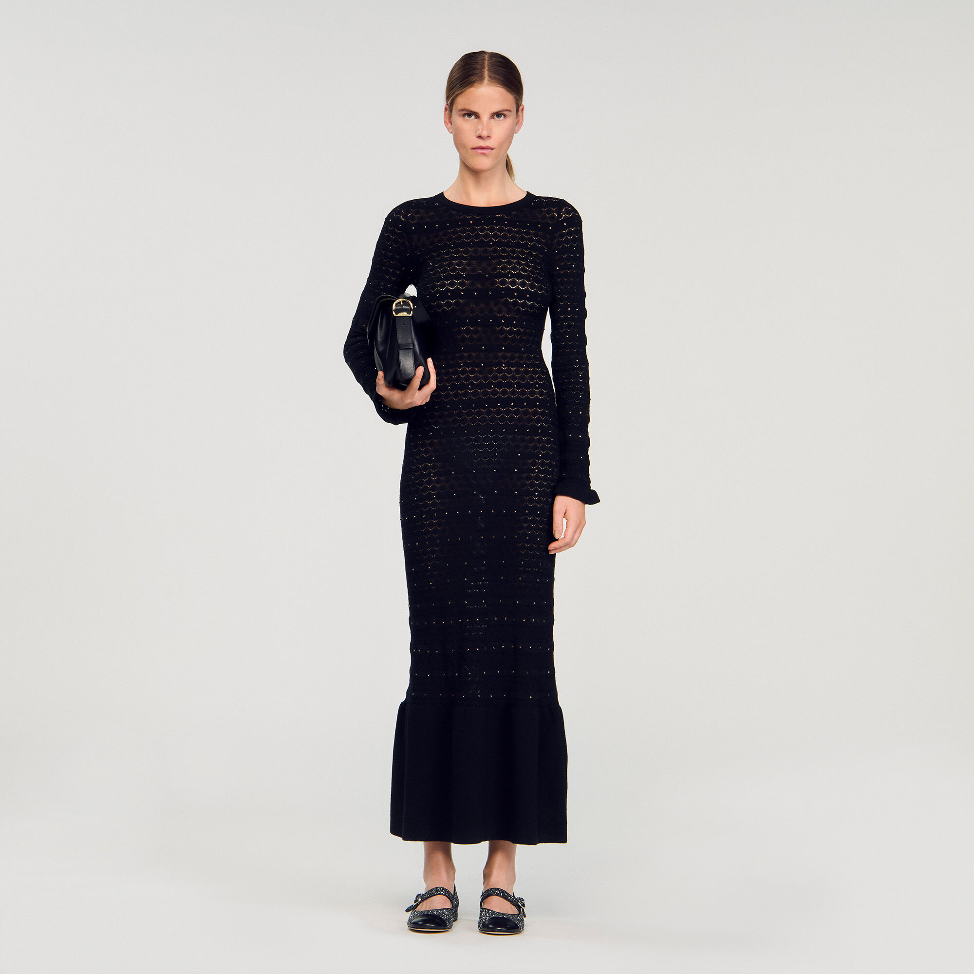 Lange jurk tricot met stras