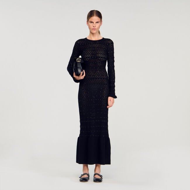 Lange jurk tricot met stras
