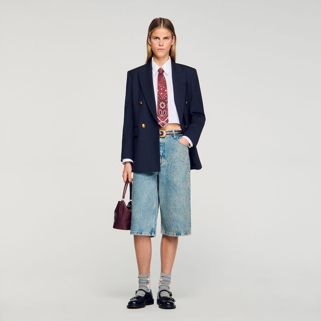 Denim bermuda used effect Denim bermuda used effect