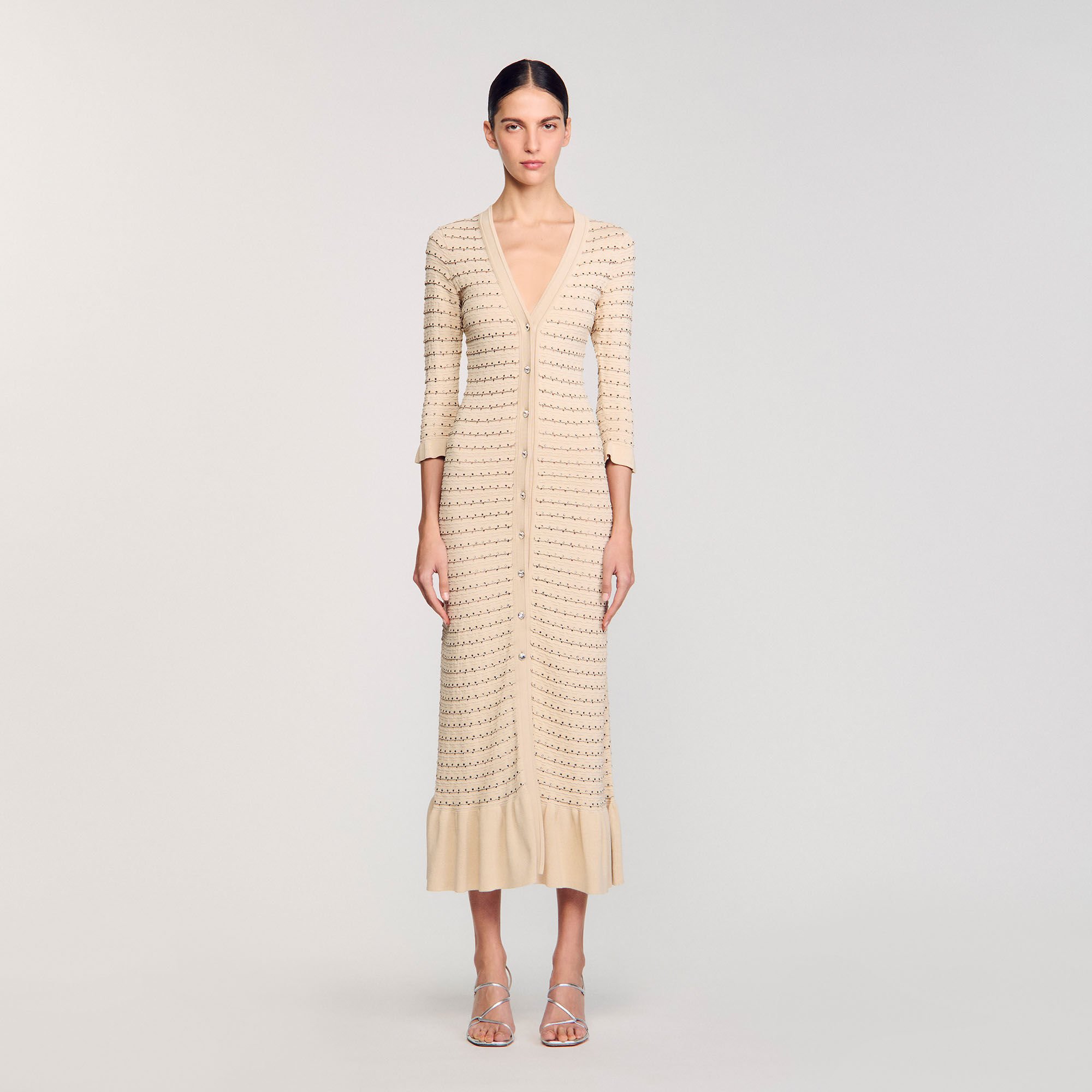 Lange jurk tricot met stras