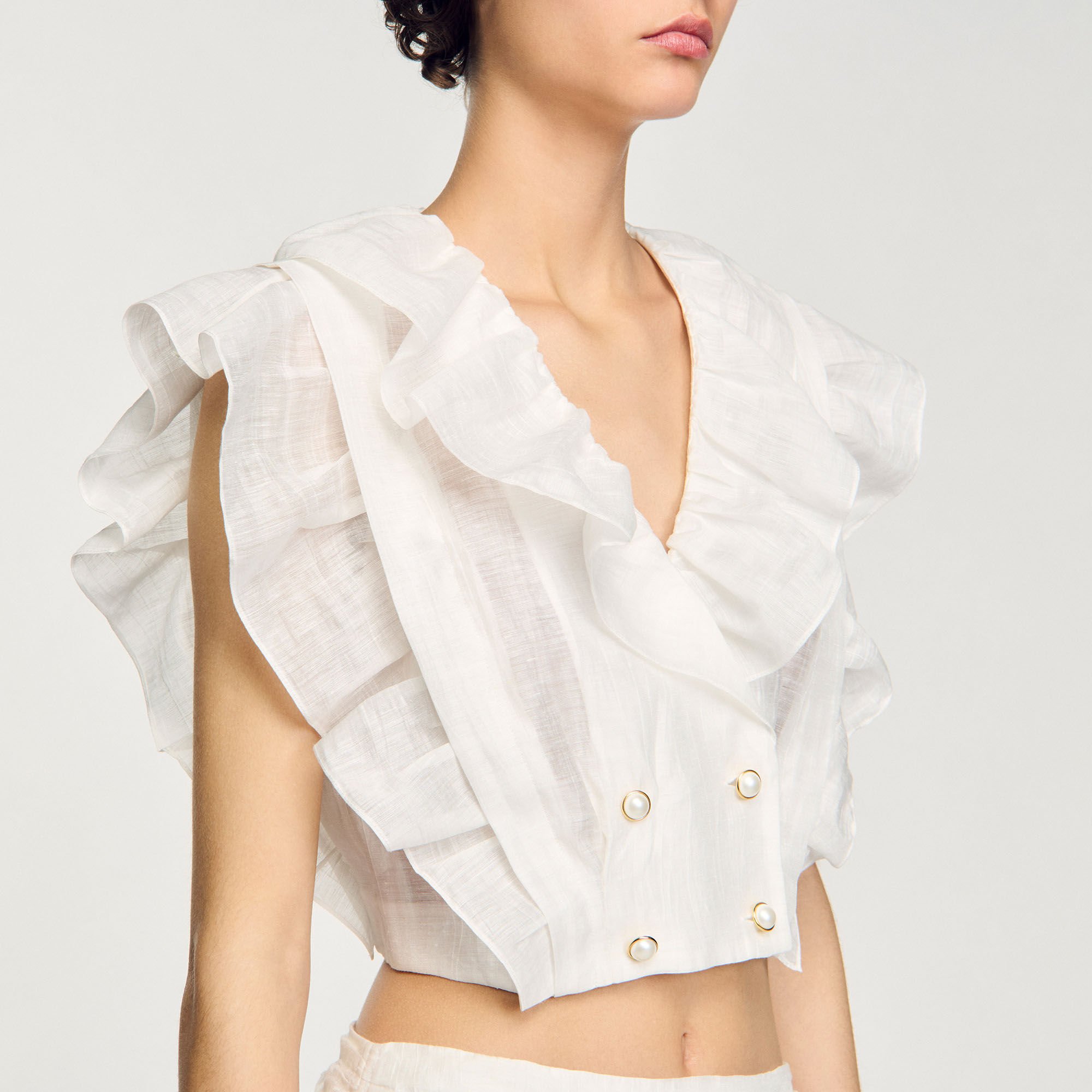 Korte top met volants