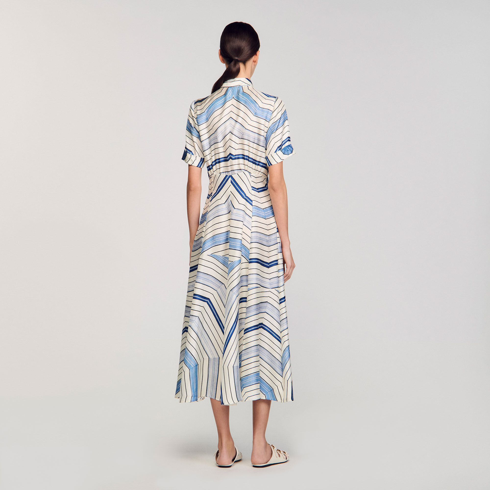 Midi jurk zijde Spirales print