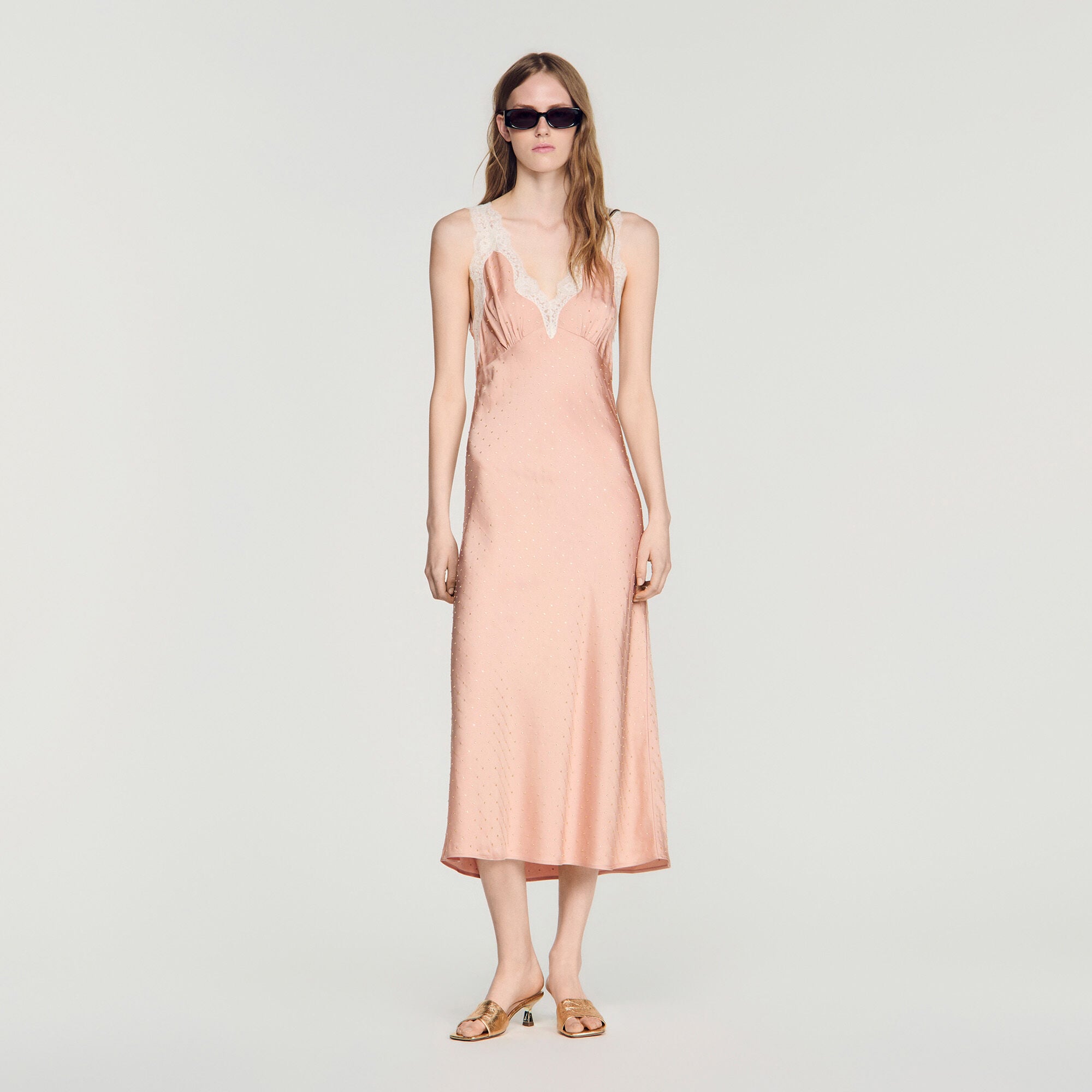 Jurk lingeriestijl met stras
