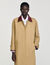 Lange trench met leren kraag