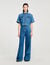 Korte denim overhemdblouse