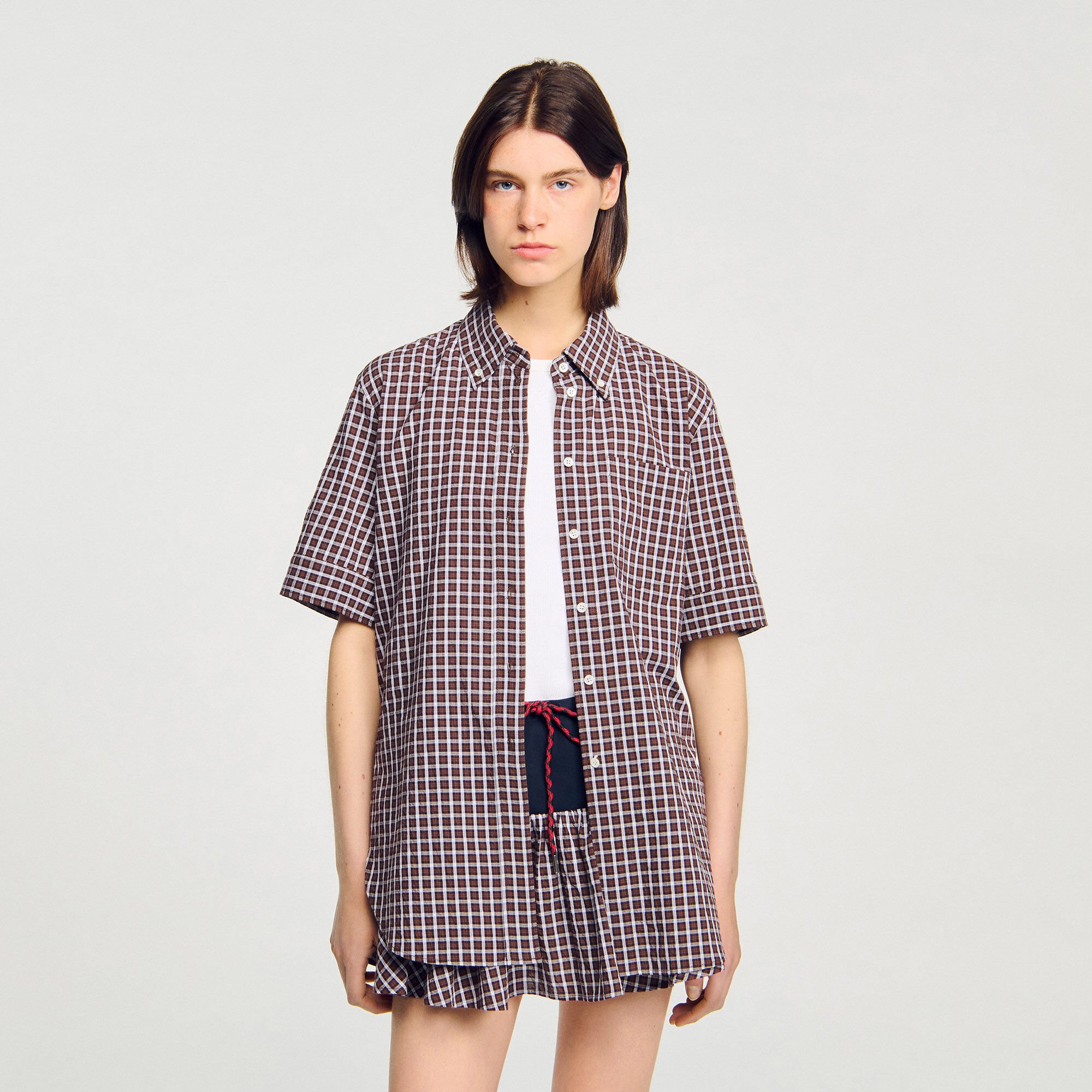 Overhemdblouse oversized geruit